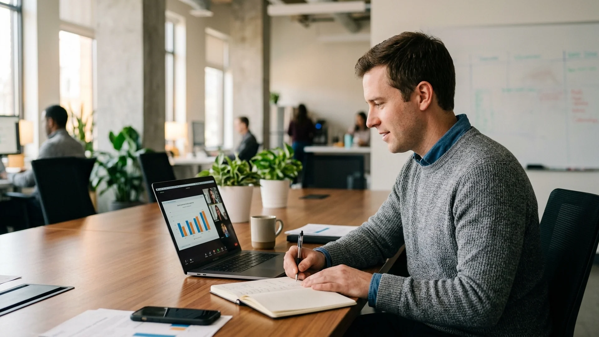 A digital marketing strategist discussing ad campaign results with a client in a mode — Marketing Services